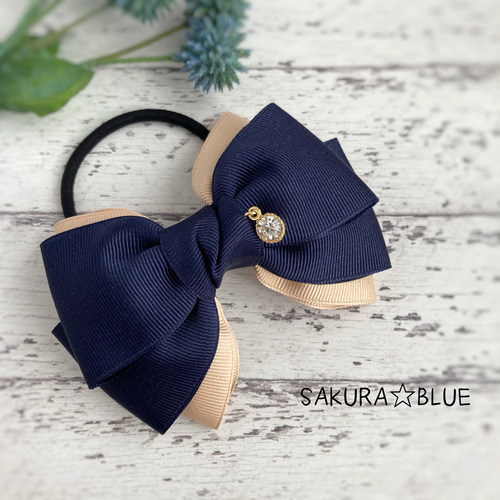 シンプルだから使いやすい♡バイカラーグログランリボンのヘアゴム  