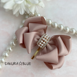 小さめが可愛い♡ふんわりリボンのポニーフック☆くすみピンク ポニー