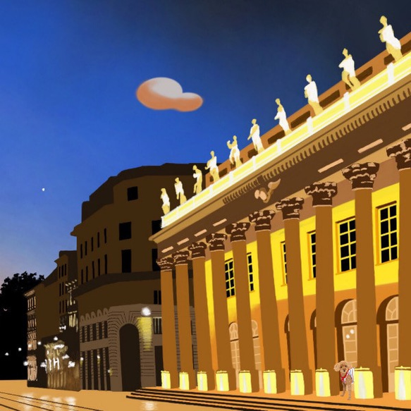 夏至の夜、ボルドーのコメディ広場 (ヨーロッパの街角シリーズ４) 4枚目の画像