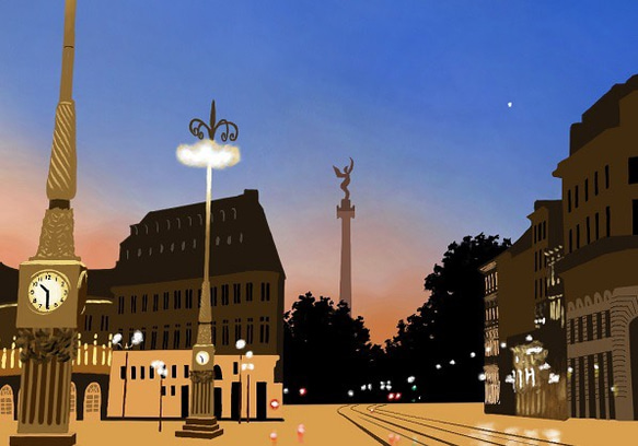 夏至の夜、ボルドーのコメディ広場 (ヨーロッパの街角シリーズ４) 5枚目の画像