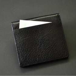 【経年変化を楽しむ：ブラック】ベビーバッファロー本革製 二つ折り財布　MK-3009-BS-2 7枚目の画像