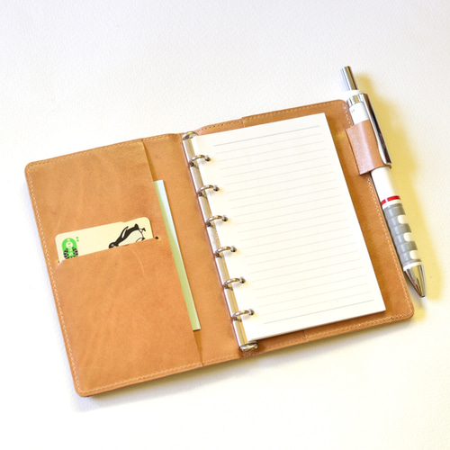 ミニ6穴 スリムタイプ システム手帳】ナチュラルベージュ ゴート（山羊
