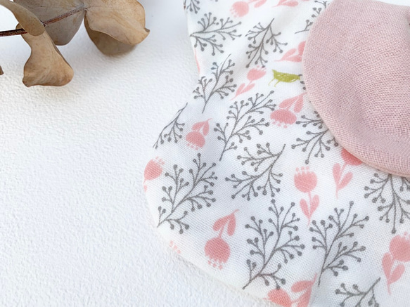 鬱金香粉紅小領子 寶寶六層紗花型圍兜 第2張的照片