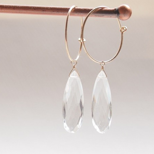 451 14kgfレクタングル□クリスタルのフープピアス 451 14kgfレクタングル□クリスタルのフープピアス