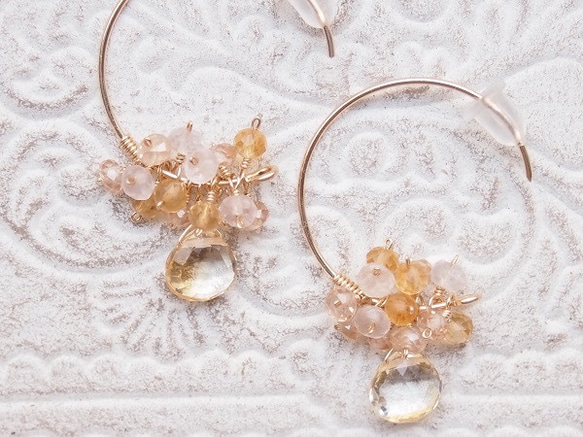 hana-hana 金木犀 ピアス 14kgf 秋限定【14kgf ピアス】金木犀の花束 オレンジの秋の花 | iichi