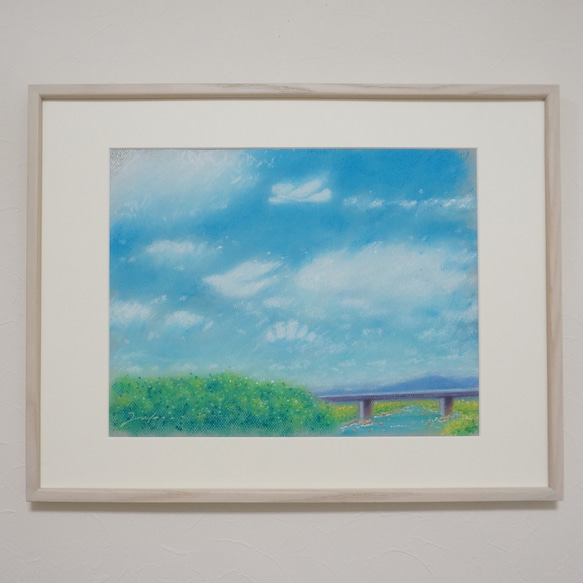 blue Cosmo 絵画アート原画　パステル画 p17 空と雲（パステル画：原画）・マット紙付き 絵画 パステル画生活