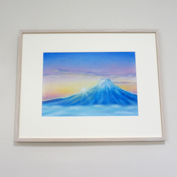 パステル画　初日の出・富士 1枚目の画像