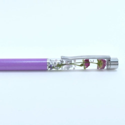 期間限定販売！世界最小のバラ★パープル×シルバー・ハーバリウムボールペン※受注制作 4枚目の画像