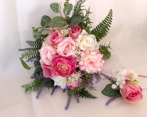 ナチュラルリゾートブーケ♡ブートニア付き ナチュラルリゾートbouquet♡ブートニア付き