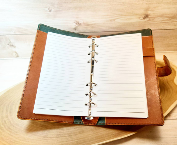 【ロロマレザー】バイカラーシステム手帳　バイブルサイズ 