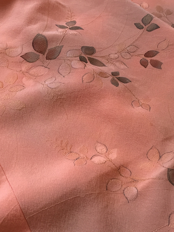着物リメイク サーモンオレンジのスタンドカラードレス 6枚目の画像