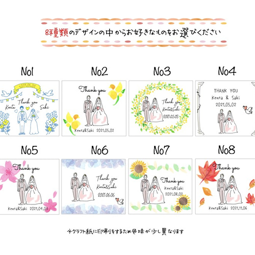 クラフト紙のウェディングメッセージカード サンキューカード 結婚式