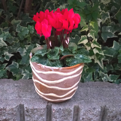 ☆陶器　植木鉢カバー　貼花 1枚目の画像
