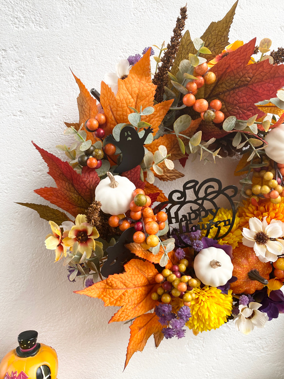 秋色あざやか♡　～Happy　Halloween　wreath～　＊30cm＊ 2枚目の画像