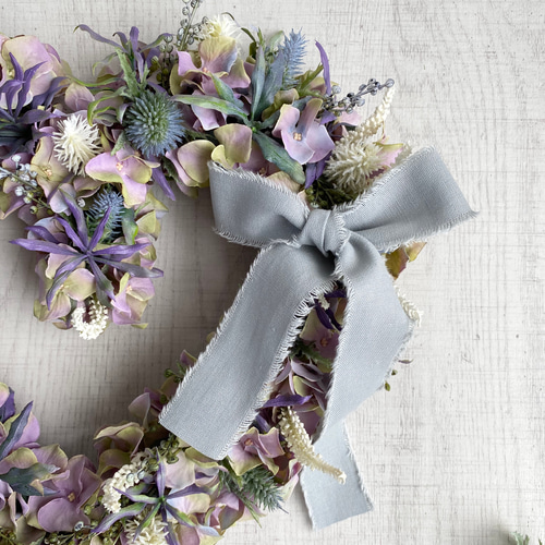 Heart wreathe〜ふんわり大人可愛い紫陽花のハートリース(30cm) アート