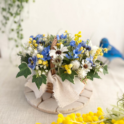 spring basket  〜ミモザと春の小花たち〜　【アート】 2枚目の画像
