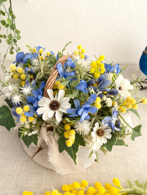 spring basket  〜ミモザと春の小花たち〜　【アート】 3枚目の画像