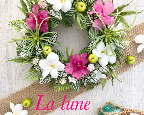 summer wreathe 〜プルメリアとアザレアの南国風リース〜 ＊30cm