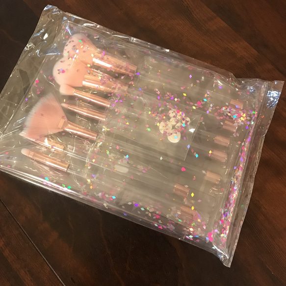 ハーバリウム  メイクブラシ ／ローズピンク金具セット 3枚目の画像