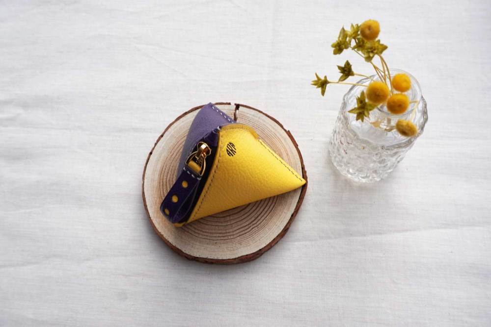 [アラ]革水玉コインケース、小銭入れ