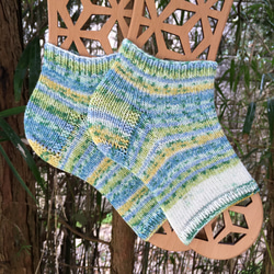 さわやか靴下　バンブーヤーン手編み　イタリアの毛糸ラナグロッサ 2枚目の画像
