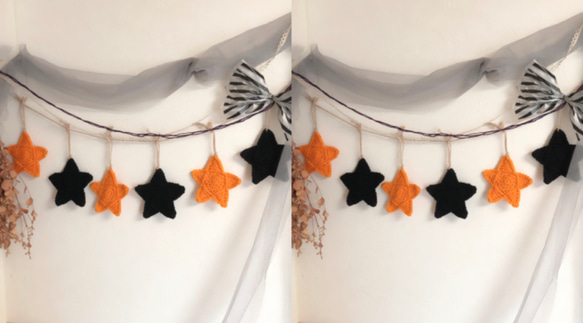 星✩アクリルたわし✩大  (黒とオレンジの2個セット)★  ハロウィンcolor   creema限定✩ 6枚目の画像