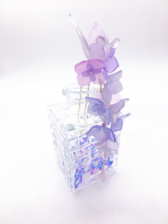 つゆに咲く紫陽花の簪 1枚目の画像