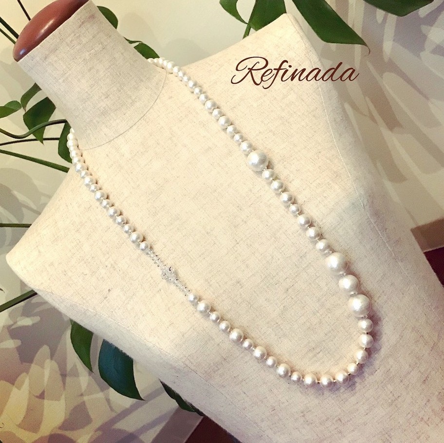 コットンパール ロングネックレス