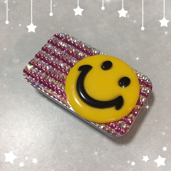 Sale！用途色々スライドケース◇スワロフスキークリスタル使用 スマイル② 3枚目の画像