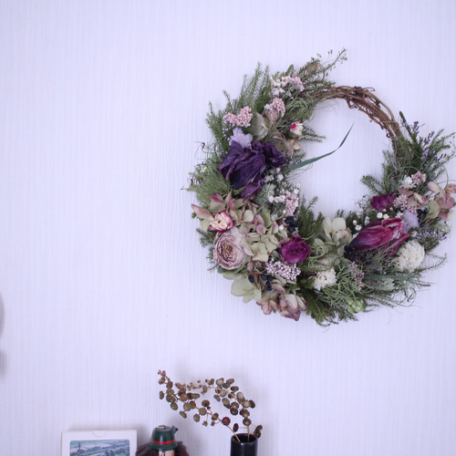 チューリップと春ピンクの三日月リース✳︎ドライフラワー◎22センチ  