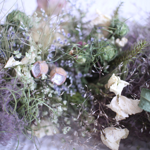 ミニバラとスモークツリーのグリーンリース✳︎ドライフラワー◎30  