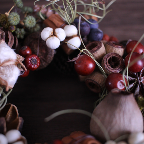 秋の木の実のたっぷりリース✳︎手のひらサイズ◎12センチ リース  