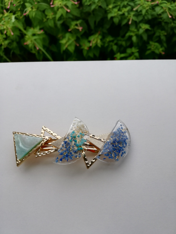 ブルー霞みそうバレッタ 2枚目の画像