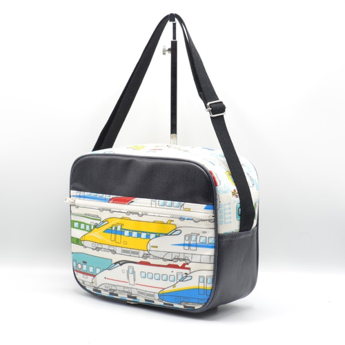 受注製作 大きい幼稚園バッグ ショルダー 防水ラミネート 新幹線 電車