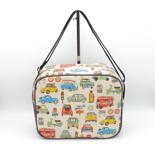 受注製作 大きい幼稚園バッグ 防水ラミネート ショルダーバッグ 乗り物