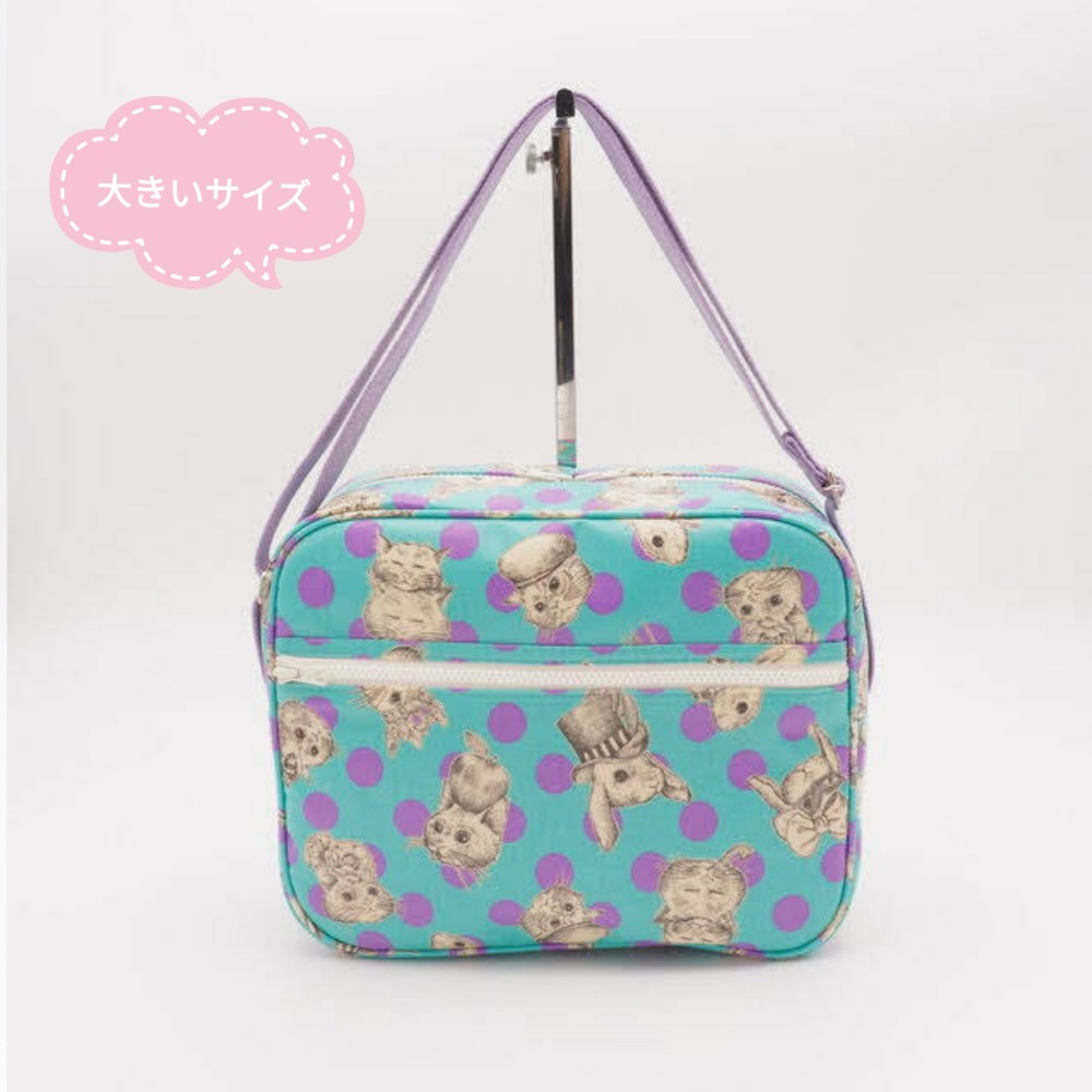 受注　大きい幼稚園バッグ　ショルダー　ラミネート ジョリーフルール　アクアトピア　猫　動物 通園バッグ　女の子