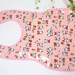 レトロ　ブーブーパンダ　ピンク　立体ポケットお食事エプロン　保育園　出産祝い　動物　女の子 3枚目の画像