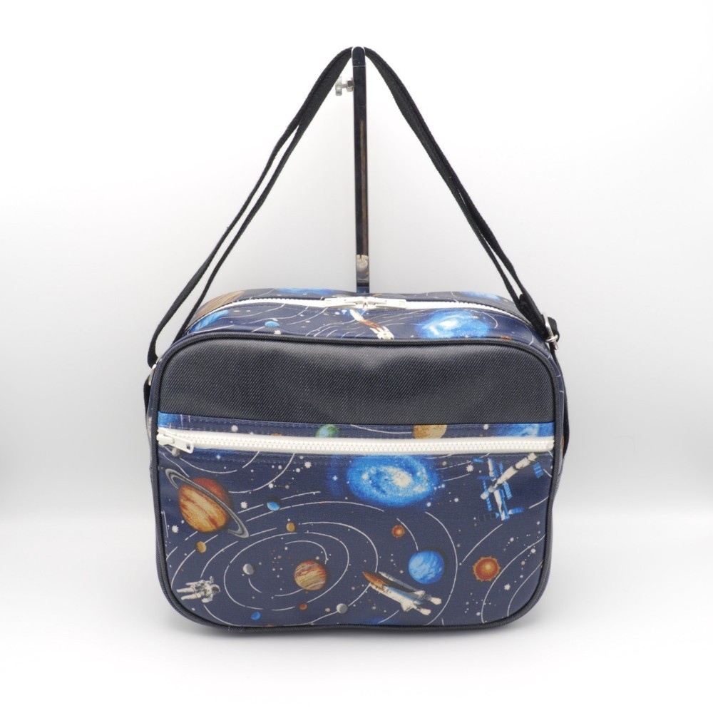 受注製作　大きい幼稚園バッグ　ショルダー　ラミネート スペースシャトル 宇宙  銀河 惑星 月 通園バッグ 男の子 入園