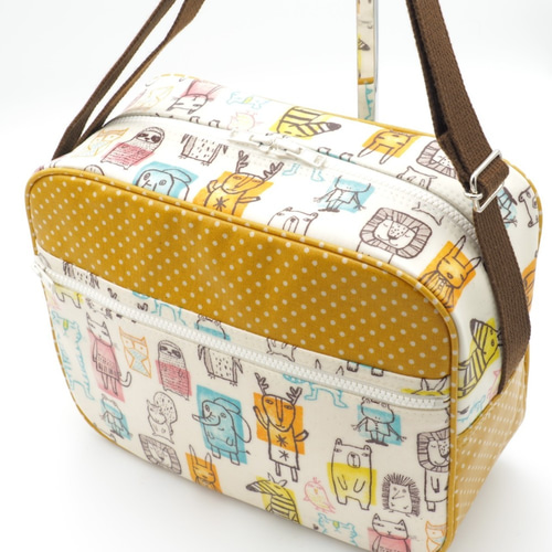 在庫あり 大きい幼稚園バッグ ショルダー ラミネート ゆるーいアニマル 