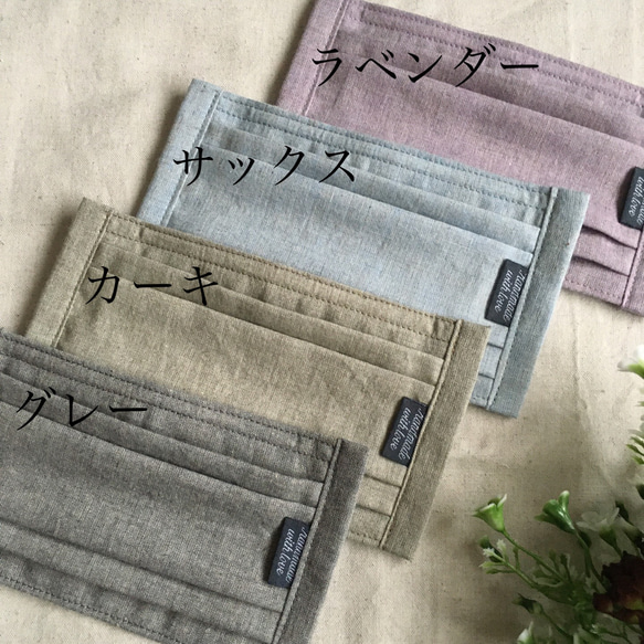 再販【送料無料】cotton linen  プリーツマスク　grayish color 2枚目の画像