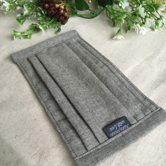 再販【送料無料】cotton linen  プリーツマスク　grayish color 7枚目の画像