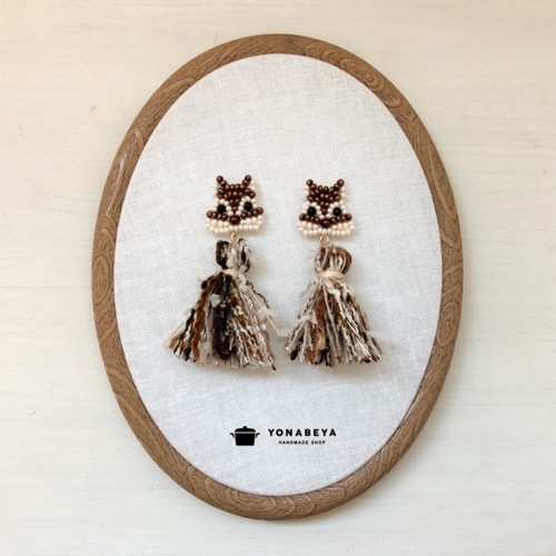 受注生産》ビーズ刺繍・動物シリーズ耳飾り・シマリスピアス