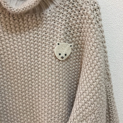 《受注生産》ビーズ刺繍・動物ブローチ・白くま・シロクマ 5枚目の画像