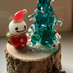ガラスの雪だるまツリー　on木株♪ 3枚目の画像