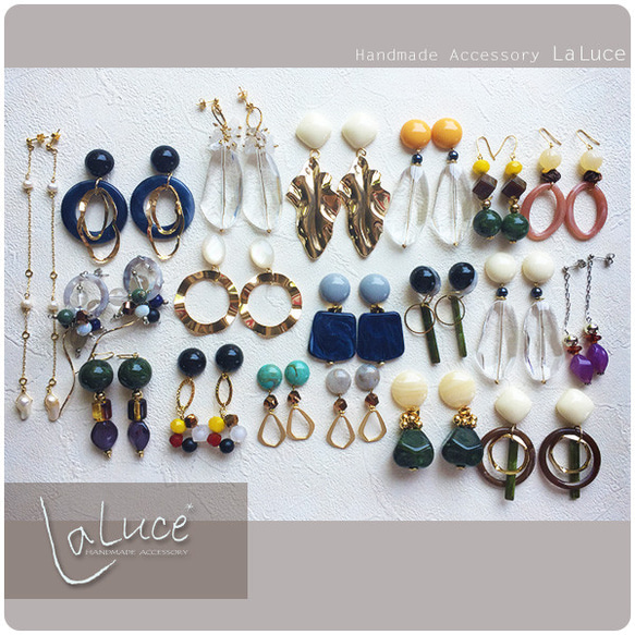 ベイクドカラー×べっ甲 大ぶりピアス／イヤリング／ノンホールピアス　　　 Accessory No.0033 7枚目の画像