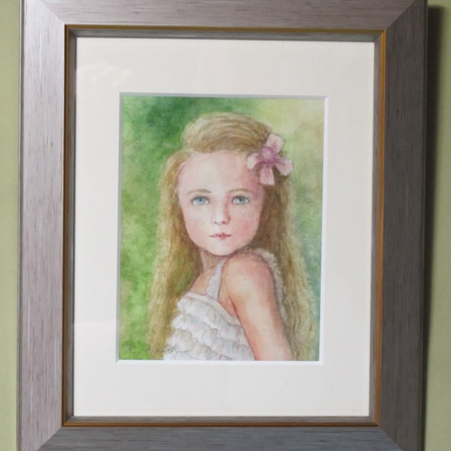 絵画　少女　水彩画 絵画 少女 水彩画