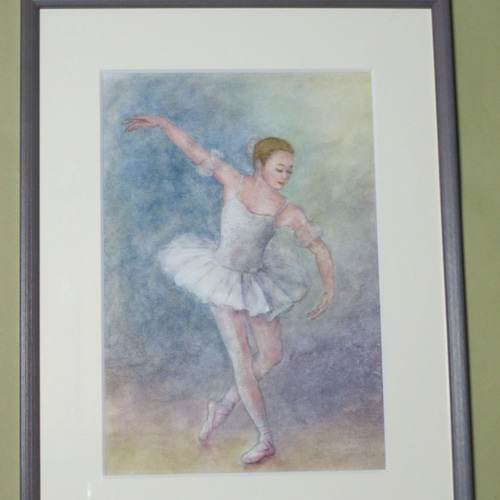 ☆ 水彩画 『バレリーナ』－1 ／ 自筆・手描き原画 ／ 額（太子：約