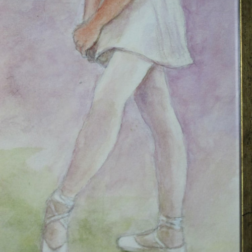 水彩画 『バレリーナ 』少女 ／ 自筆・手描き原画 ／ 額（34.4cm