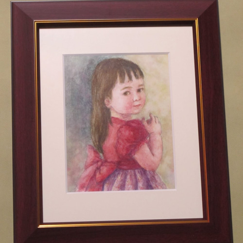 水彩画『舞踏会の少女』 ／ 自筆・手描き原画 F0サイズ ／ 額・共箱