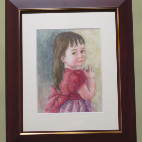 水彩画『舞踏会の少女』 ／ 自筆・手描き原画 F0サイズ ／ 額